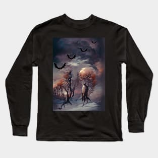 HALLOWEEN BATS ON COLD NIGHT Long Sleeve T-Shirt